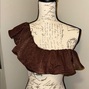 Abercrombie & Fitch Brown Asymmetrical Ruffled Bikini